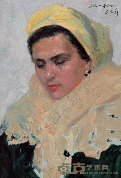 罗工柳 夫人像 45×31cm